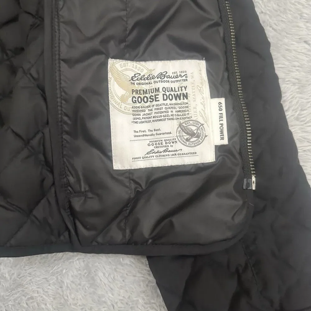 Eddie Bauer 650 Fill Power Premium Goose Down Black Jacket Women’s M Quilted - Picture 12 of 12